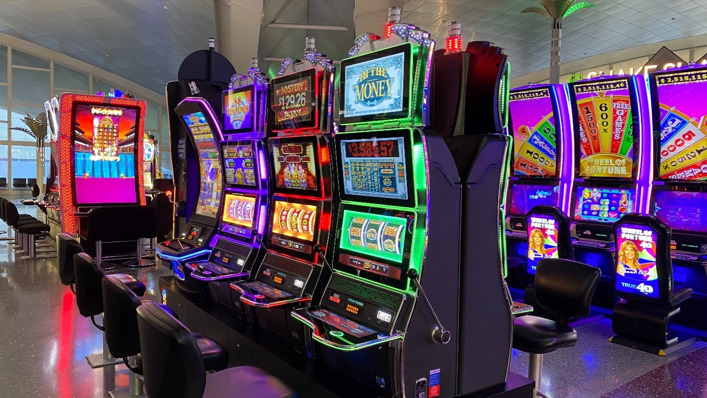 A lineup of slot machines