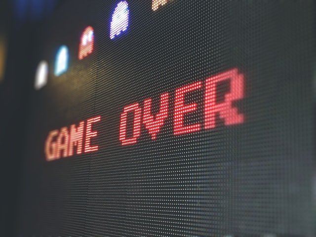 "Game over" written on the screen after losing the game